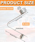 Diagram showing Ten Piece Stainless Steel V Clips For Pool And Spa Accessories Replacement Butterfly Clips dimensions and thickness