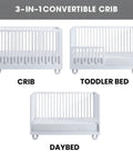 Meridian Crib To Toddler Bed Guard Rail Conversion Kit in white finish for crib, toddler bed, and daybed setup.