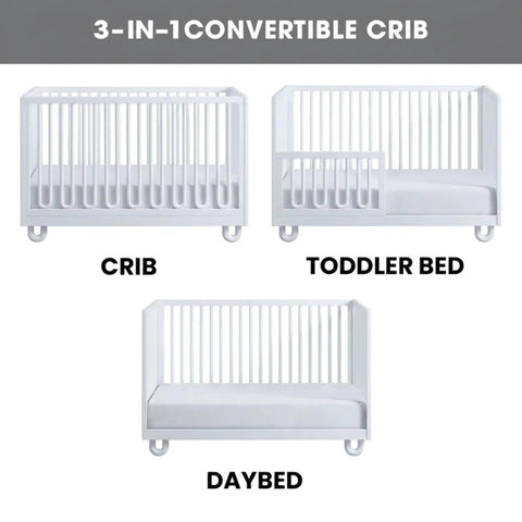 Meridian Crib To Toddler Bed Guard Rail Conversion Kit in white finish for crib, toddler bed, and daybed setup.
