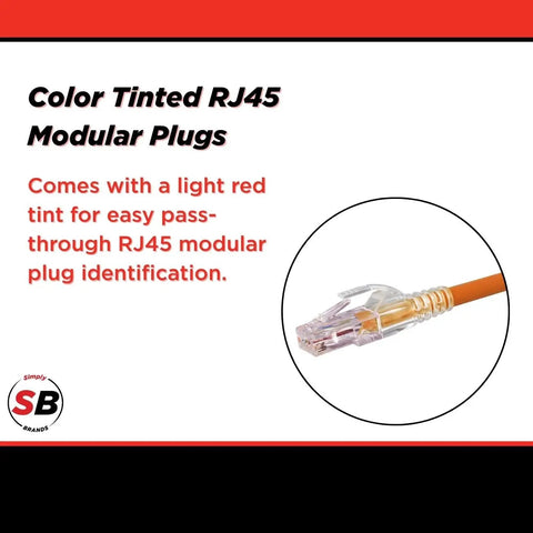 Pro Grade Cat6 Cat6A Shielded RJ45 Pass Through Modular Plugs with red tint for easy identification