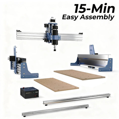 Beefy All Metal 3 Axis CNC Router Engraver With Steel Wheel Milling, 500W Trimmer And Linear Rail Driven, disassembled view