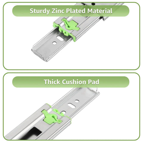 Heavy Duty 16 Inch Drawer Slides Set Of 3 Pairs Full Extension Under Mount Ball Bearing Silver Finish with zinc plating