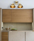 Two Light Semi Flush Mount Ceiling Fixture With Industrial Metal Shade Vintage Inspired Modern Style Lighting in kitchen