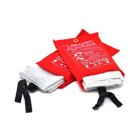 Emergency Fire Blanket Pack Of 2 For Home And Kitchen Use Woven Fiberglass With Easy Grab Tabs Chemical Free No Mess Large Size Fire Suppression Shield