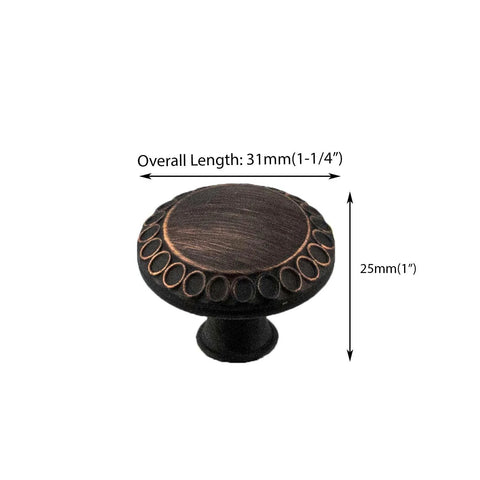 Ravenna Series Solid Traditional Kitchen Cabinet Pull Handle Knob One And One Quarter Inch Oil Rubbed Bronze 10 Packs front view