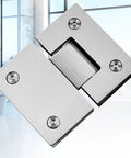 Heavy Duty Stainless Steel Bathroom Shower Frameless Glass Door Hinge Clamp Featuring 180 Degree Pivot And Killer Brushed Finish close-up view.