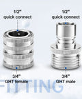 Must Have Heavy Duty Quick Connect Hose Fittings Three Quarter Inch GHT Garden Hose Set Stainless Steel Water Fittings Two Pack