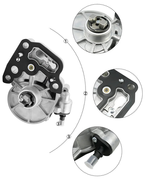 Front view of brake vacuum pump with mounting bracket for GM 1.4L-1.5L engines
