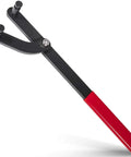 E-cowlboy universal camshaft pulley holding tool with red plastic handle and forked black metal arms