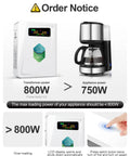 1000W Step Up Transformer 120V To 240V Power Converter With Ten Protection Functions next to a coffee maker