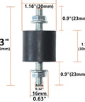 4 Pack Rubber Vibration Isolator Mounts 30x30mm Shock Absorbers With M8 x 23mm Studs dimensions and design features
