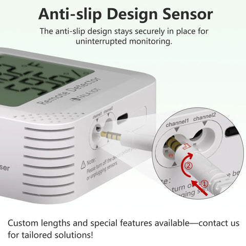 Anti-slip design sensor for External Flat Temperature Sensor Probe For FALA IOT Monitors, showing cable connection.