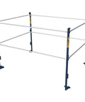 Heavy Duty Scaffold Guardrail System 5 Feet Wide 7 Feet Deep Built Like A Tank Jobsite Fall Protection Kit with installed railings.