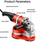 Beast Mode Corded Angle Grinder 2800W with adjustable handles and diamond disc for cutting and polishing tasks.