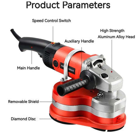 Beast Mode Corded Angle Grinder 2800W with adjustable handles and diamond disc for cutting and polishing tasks.