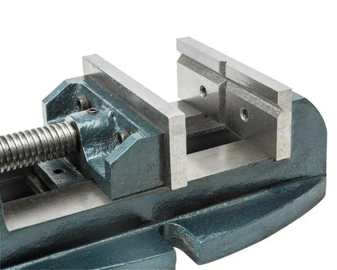 Versatile Drill Press Vise With 4 Inch Jaw Width And 4 Inch Max Jaw Opening Continuous Nut Heavy Duty Cast Iron Frame Ground V Groove Jaws Pro Grade Workhorse With Lifetime Warranty