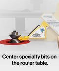 FitFinder Upgrade Kit With Precision Center Finder And Dimension Transfer Tool Includes Tough Storage Case For Dead On Accurate Stock Thickness Measurement Smooth Woodworking Gear For Real Deal Professionals, showing router setup with gauge.