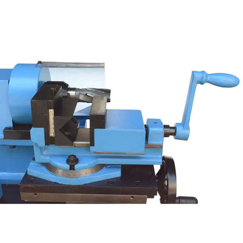 1 HP Electric Tube Notcher Crushes Schedule 40 And 80 Pipe With Variable Speed End Mill And 110V Motor Handles Up To 2 Inch Diameter, close-up of swivel vise lock.
