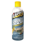 Blaster Garage Door Lubricant spray can, 9.3 oz, blue label with yellow cap, front view