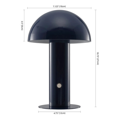 Navy Rechargeable LED Mushroom Table Lamp Cordless Cozy Bedside Light For Living Room And Bedroom 10.75 Inch