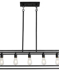 Farmhouse Kitchen Island Light With Black Matte Finish, Modern Industrial Five Light Linear Pendant Fixture For Kitchen, Dining, Bar And Foyer