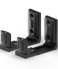 Sliding Barn Door Floor Guide 2 Pack Bottom Adjustable Roller Guides Wall Mounted Black For Smooth Quiet Sliding, Aluminum Alloy Body, Durable Space Saving Design, Concealed Dual Sided Pulleys For Easy Installation.
