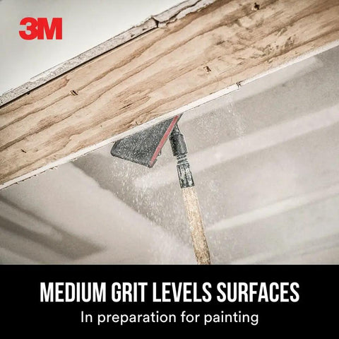 Sanding ceiling with Pro-Pak Drywall Sanding Paper, 25 Sheets, 120 Grit, 4.2 Inch By 11.25 Inch, Pre Cut Sheets That Fit Most Drywall Sanding Tools