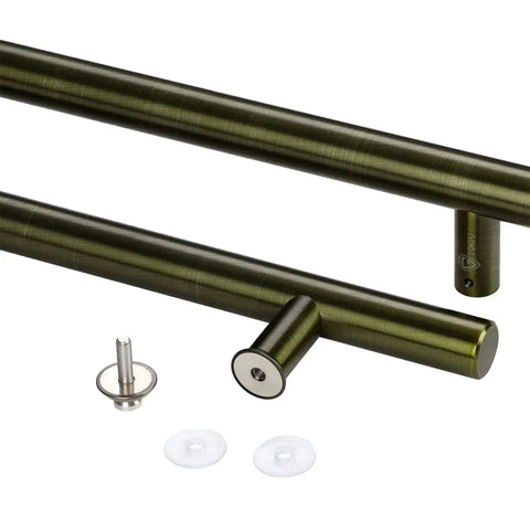 Heavy Duty 47 Inch Push Pull Door Handle In Antique Bronze, Real SUS 304 Stainless Steel With Solid Standoffs For Front Doors, Barn Doors, And Glass Shower Doors, Built Tough, Easy Install, Built To Last.