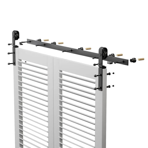 Heavy Duty Bi-Fold Barn Door Hardware Kit for Double Doors, 4 Ft 48 Inch Sliding Track System, Carbon Steel, Rust Resistant