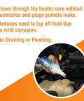 Pouring Radiator Stop Leak Treatment For Cars 16 Fl Oz into a coolant reservoir to stop leaks and protect against gasket seepage.
