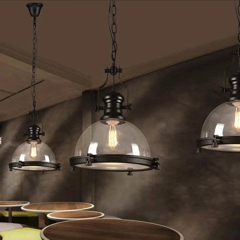 Industrial Nautical Glass Pendant Light Fixture For Dining Room And Kitchen Island, 16 Inch Clear Ceiling Chandelier