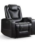 Power Recliner Chair With USB Ports And Cup Holders For Home Theater Vibes And Cozy Movie Nights In Overstuffed PU Leather Electric Seating