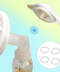 4 Pack O Ring Gasket Set For Harmony Manual Breast Pump Replacement Durable Silicone Seals Easy Install Compatible Pump Parts For Strong Suction And Leak Prevention, shown with 4 white O-rings