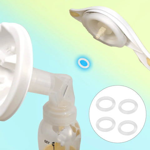 4 Pack O Ring Gasket Set For Harmony Manual Breast Pump Replacement Durable Silicone Seals Easy Install Compatible Pump Parts For Strong Suction And Leak Prevention, shown with 4 white O-rings