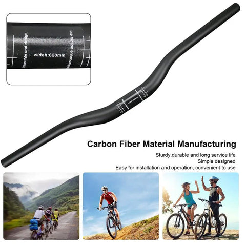 Carbon Mountain Bike Handlebar 31.8mm Riser, 1-1/4 Inch, 620mm Length, UD Matte Finish shown in side view