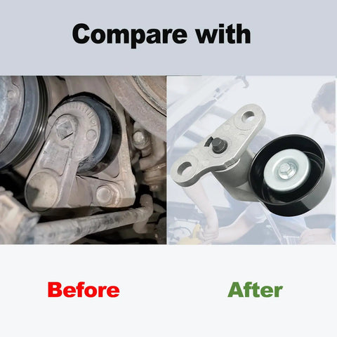 AC Drive Belt Tensioner Kit Fits Chevy Silverado 1500 Suburban Tahoe GMC Savana Sierra Yukon Cadillac Escalade 1999 2008 No Fuss OE Replacement 19311139 38159 ACK040378HD comparison image with before and after installation