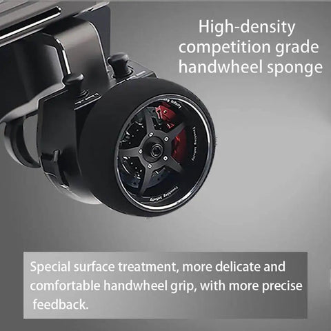 Close-up of the handwheel on the Noble NB4 Pro Plus 2.4GHz 18 Channel Radio Transmitter showing textured sponge grip.