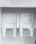 Heavy Duty Silent Drawer Slides Two Pairs No Drill Adjustable Cabinet Tracks For Kitchen Pantry Wardrobe Bathroom White Pull Out Storage Quick Install Slick Glide Track System with clear storage bins.