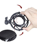 Universal 50mm Microphone Shock Mount And Clip Holder For 48 To 54mm Condenser Mics with adjustable black metal frame