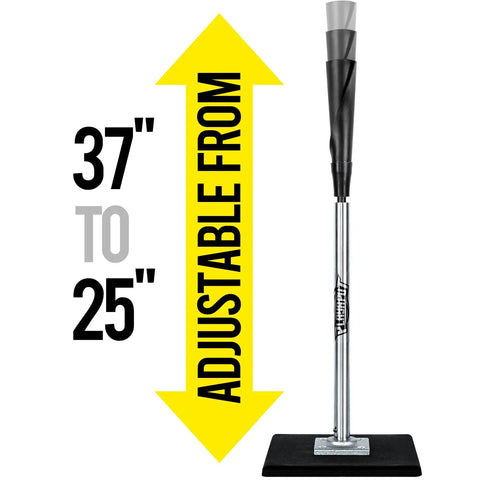 Portable Batting Tee For Baseball And Softball With Adjustable Height From 25 To 37 Inches On The Go Transport Rubber Top Heavy Duty Base
