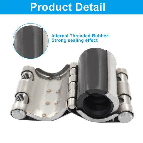 LifCratms pipe repair clamp, galvanized metal body with black rubber seal, opened view for 20-23 mm pipes