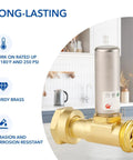 Water Hammer Arrestor Set for Washing Machines, Quiet Pipe Noise Reduction, 2 Pack, Three Quarters Inch Fittings, Premium Space Saving Compact Design, Multi Directional Install, Extends Pipe Life brass arrestor shown