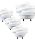 Four 13W T2 Spiral CFL GU24 Base Light Bulb 2700K Warm White 800 Lumens Money Saving Energy Efficient UL Listed Long Life 8000 Hours