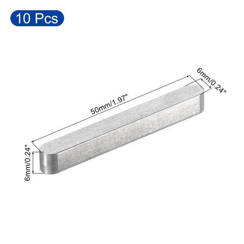 10 Pack Round Ended Feather Keys 6x6x50mm Stainless Steel Shaft Key Stock For Fasteners And Mechanical Projects Beefy Rustproof Drive Keys For Industrial Use, 10 pcs