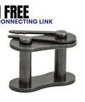 Close-up of a connecting link for Beefy Heavy Duty ANSI 25H Roller Chain 3 Ft with 0.250 Inch Pitch.