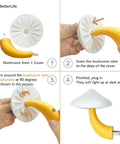 Assembly steps for Mushroom Sensor Night Light With Auto Dusk To Dawn Glow Plug In 7 Color Changing LED Lamp For Bedroom Bathroom Stairs And Hallway Super Cozy Mini Dream Light For Kids And Adults with yellow stem.