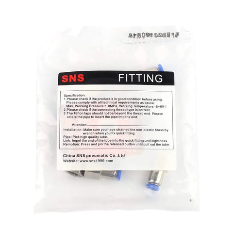 Push To Connect One Quarter Inch Pneumatic Fittings Straight Nickel Plated Brass Female One Quarter NPT Quick Connect Tubing Fittings Set Of Ten Packaging