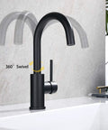 Matte Black Bar Sink Faucet With Single Hole Design, 360° rotation, One Handle Control, Durable SUS304 Stainless Steel, Easy Clean