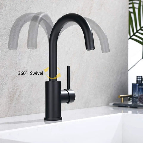 Matte Black Bar Sink Faucet With Single Hole Design, 360° rotation, One Handle Control, Durable SUS304 Stainless Steel, Easy Clean