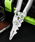 Rugged Stainless Steel Wire Stripper And Cable Cutter Pliers Quick Release Jaw, close-up view with comfort grip handles.